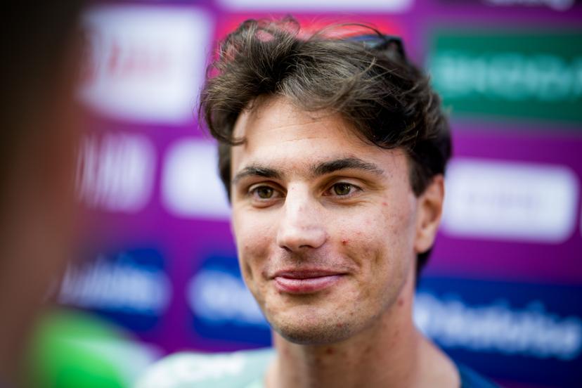 Dutch Olav Kooij of Decathlon CMA CGM Team pictured during the team presentation ahead of the Baloise Belgium Tour cycling race, in Scherpenheuvel-Zichem, Tuesday 16 June 2026. The Baloise Belgium Tour takes place from 17 to 21 June. BELGA PHOTO JASPER JACOBS