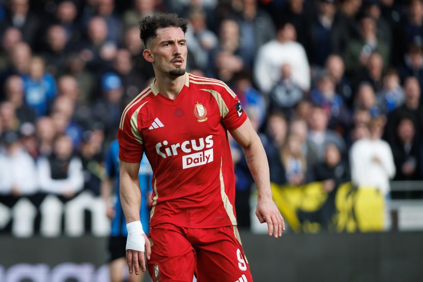 Standard's Andi Zekiri celebrates after scoring during a soccer match between Club Brugge and Standard de Liege, Sunday 23 February 2025 in Brugge, on day 27 of the 2024-2025 season of the 'Jupiler Pro League' first division of the Belgian championship. BELGA PHOTO KURT DESPLENTER