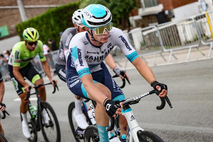 Italian Alessandro Borgo (TBV barhein Victorious) pictured in action during the second stage of the Tour De Wallonie cycling race, from Huy to Sambreville (153km), on Sunday 27 July 2025. BELGA PHOTO BRUNO FAHY