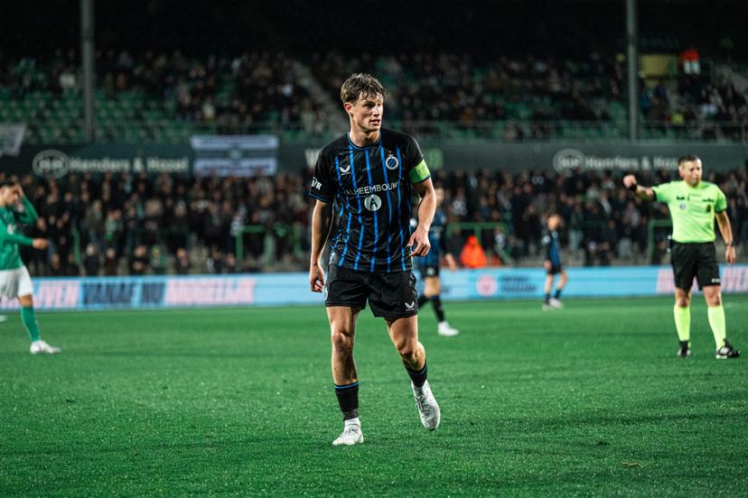 Club's Laurens Goemaere pictured in action during a soccer game between Lommel SK and Club NXT, Saturday 11 April 2026 in Lommel, on day 33 (out of 34) of the 2025-2026 'Challenger Pro League' 1B second division of the Belgian championship. BELGA PHOTO EMILE WINDAL
