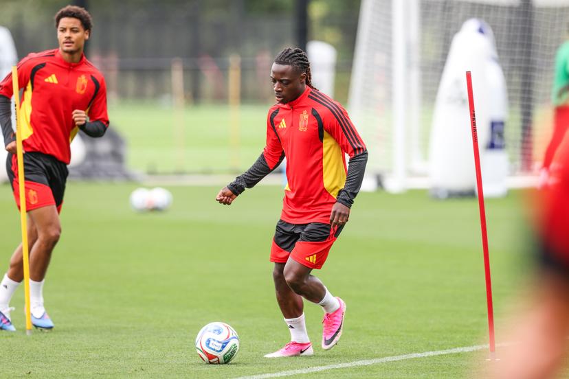 Belgium's Jeremy Doku pictured during a training session of Belgian national soccer team Red Devils in their base camp, home of the Seattle Sounders, Renton, Seattle, USA, on Thursday 25 June 2026. The Rode Duivels-Diables Rouges have two draw games so far and a third game to play on the 27th of June. BELGA PHOTO BRUNO FAHY