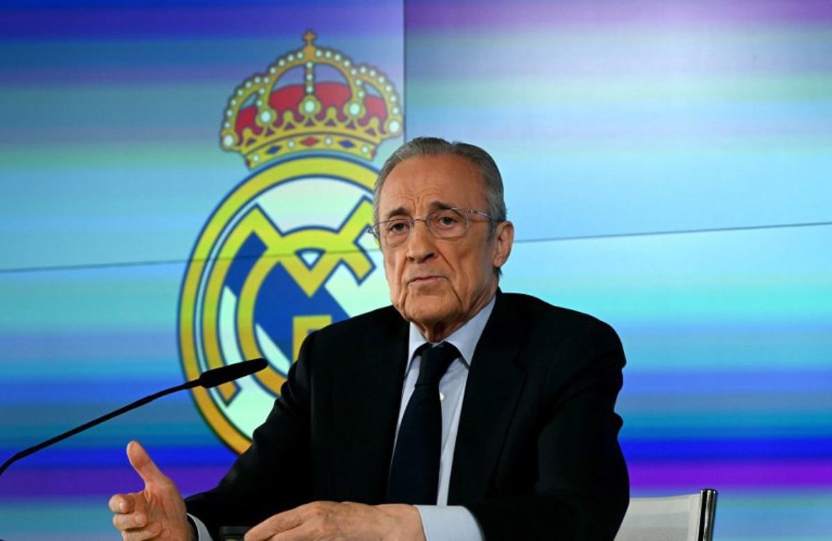 Real Madrid President Florentino Perez talks to media at Real Madrid Sports City in Valdebebas, in the outskirts of Madrid, on May 12, 2026. Real Madrid president Florentino Perez calls club elections, will stand again, AFP reports on May 12, 2026. JAVIER SORIANO / AFP