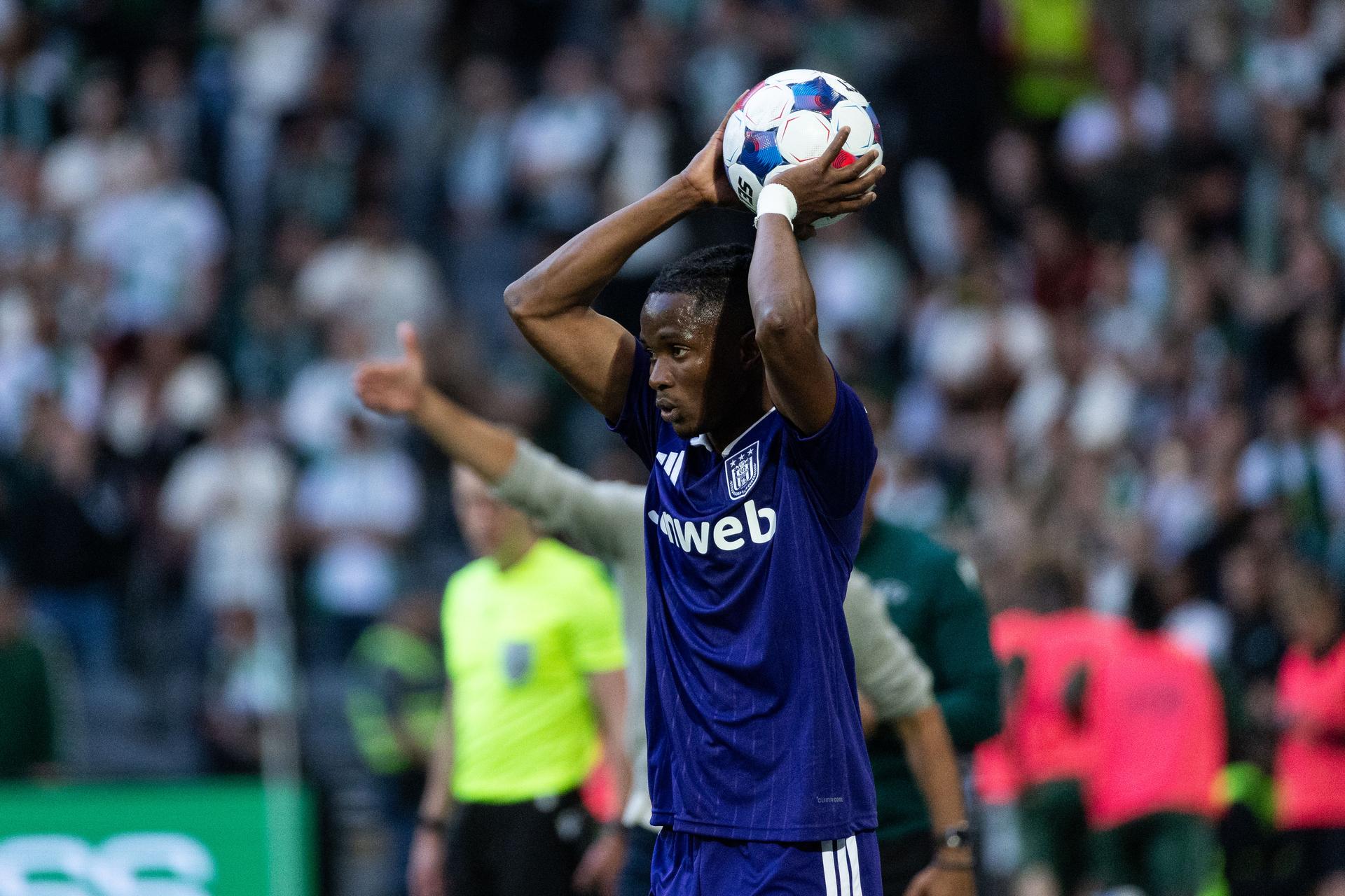 260723 Moussa Ndiaye of Anderlecht during the UEFA Europa League second qualifying round football match between Hammarby and Anderlecht on July 23, 2026 in Stockholm.  Photo: Michael Campanella / BILDBYRÅN / COP 313 / KJ0354 fotboll football soccer fotball uefa europa league europa league kval qualifying round qualification hammarby anderlecht bbeng grappa33 BELGIUM ONLY