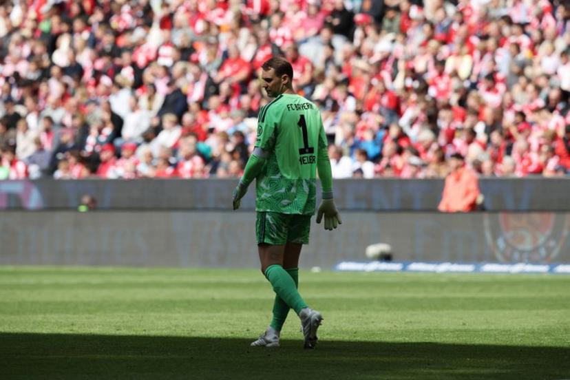 Bayern Munich's German goalkeeper #01 Manuel Neuer walks and looks down on the pitch during the German first division Bundesliga football match between FC Bayern Munich and FC Cologne in Munich, southern Germany, on May 16, 2026.  Alexandra BEIER / AFP