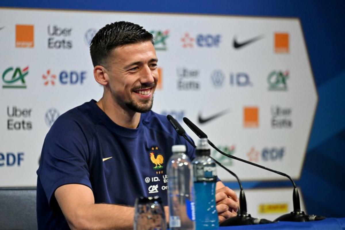 France's national football team defender Clement Lenglet holds a press conference ahead of the upcoming UEFA Nations League finals football fixtures, in Clairefontaine on May 31, 2025.  The fourth edition of the UEFA Nations League finals takes place in Germany from 4-8 June between Germany, Portugal, Spain and France. LOU BENOIST / AFP
