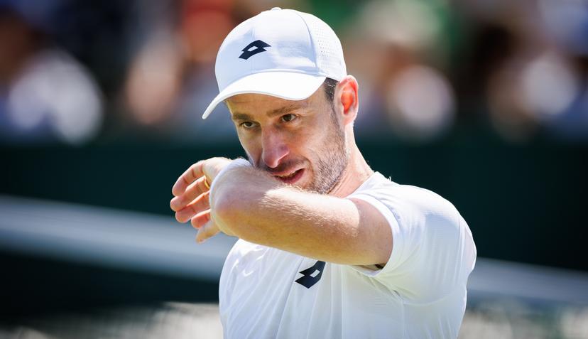 Belgian Sander Gille looks dejected during a first round game between Indian-Brazilian pair Balaji-Demoliner and Belgian-Dutch pair Gille-Verbeek in the Men's doubles at the Wimbledon grand slam tennis tournament in London, Britain, Thursday 02 July 2026. BELGA PHOTO BENOIT DOPPAGNE