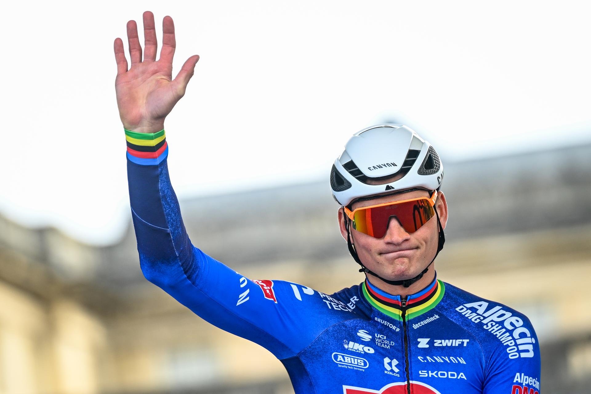 Dutch Mathieu van der Poel of Alpecin-Premier Tech pictured before the men's Paris-Roubaix cycling race, Sunday 12 April 2026, around Roubaix, France. The 123rd edition of Paris-Roubaix cycling races will take on Sunday, with the women riding 143,1 km the men riding 258,3 km on Sunday. BELGA PHOTO JASPER JACOBS