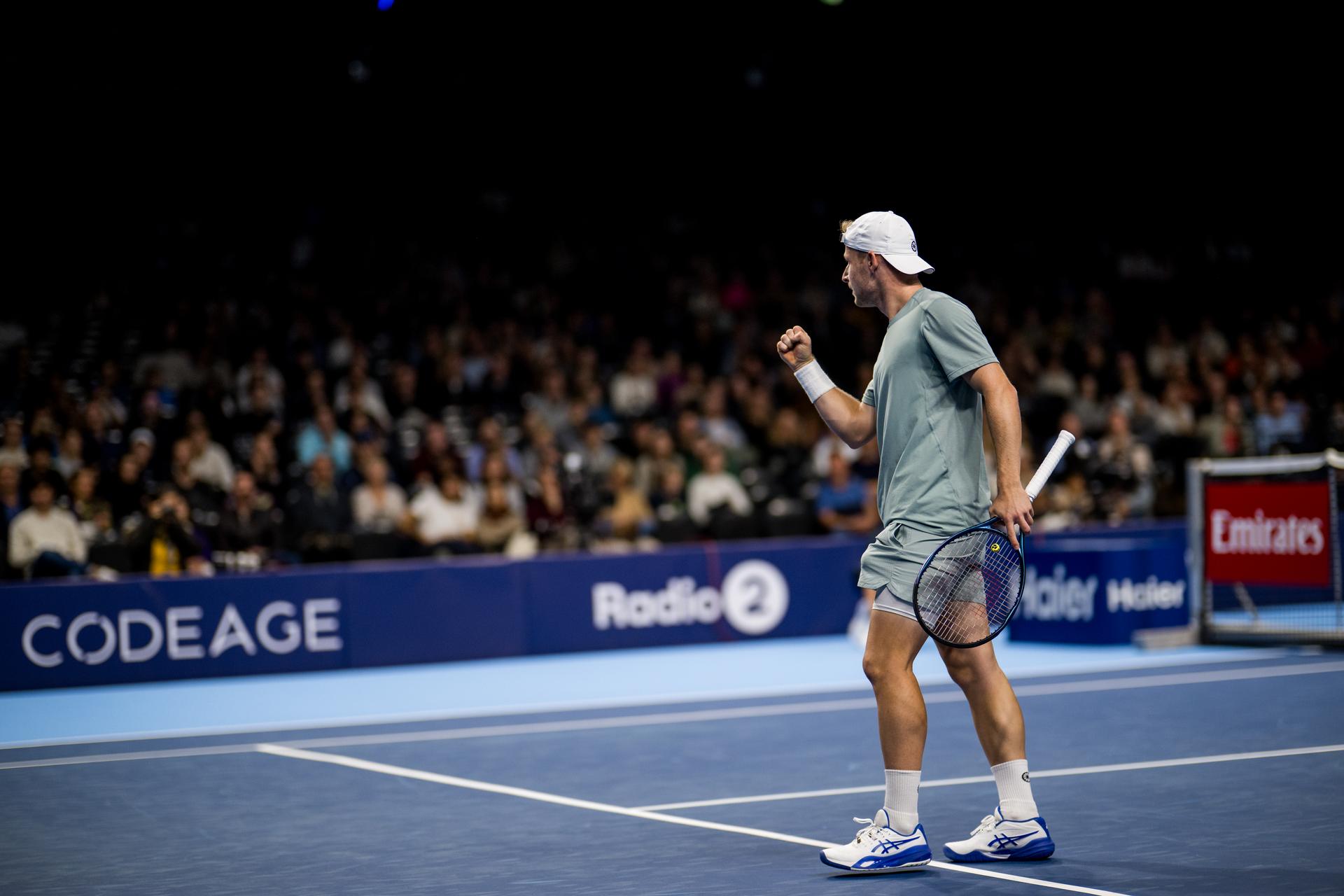 Belgian Gauthier Onclin pictured in action during the European Open ATP tennis tournament in Brussels, on Sunday 12 October 2025. This year's edition of the tournament is taking place from 12 to 19 October 2025. BELGA PHOTO JASPER JACOBS