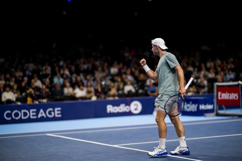 Belgian Gauthier Onclin pictured in action during the European Open ATP tennis tournament in Brussels, on Sunday 12 October 2025. This year's edition of the tournament is taking place from 12 to 19 October 2025. BELGA PHOTO JASPER JACOBS
