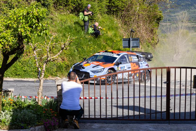 Thierry Neuville of Belgium and Martijn Wydaeghe of Belgium from Hyundai Shell Mobis World Rally Team in Hyundai i20 N Rally1 competes during Day Two of the FIA World Rally Championship Croatia on April 09, 2026 in village Ukotici, near Pazin, Istria County, Croatia. Photo: Srecko Niketic/PIXSELL BELGIUM ONLY