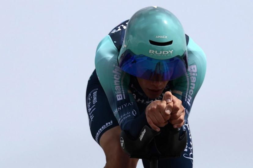Bahrain - Victorious Belgian rider Alec Segaert competes during the 10th stage of the Giro d'Italia 2026 - Tour of Italy cycling race, 42km individual time trial between Viareggio and Massa on May 19, 2026.  Luca Bettini / AFP