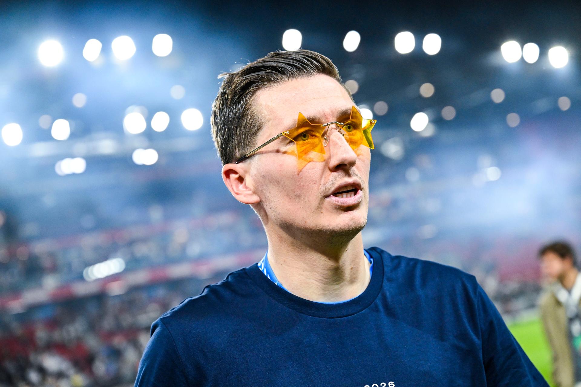 Club's Hans Vanaken celebrates after winning the title at a soccer match between KV Mechelen and Club Brugge KV, Thursday 21 May 2026 in Mechelen, on the ninth day of the Champion's Play-offs of the 2025-2026 'Jupiler Pro League' first division of the Belgian championship. BELGA PHOTO TOM GOYVAERTS
