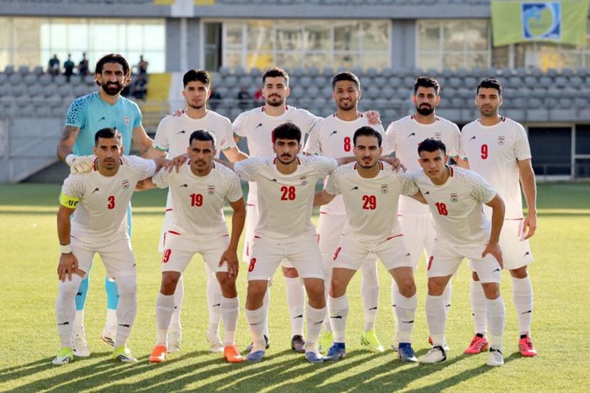 Iran's players pose for a team picture before the start of an international friendly football match between Iran and Gambia, in Antalya, southern Turkey, on May 29, 2026, as part of the team's preparation for the upcoming football World Cup.  Oner SAN / AFP