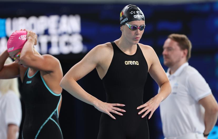 Belgian Florine Gaspard pictured in action during the heats of the Women's 50m Breaststroke on the sixth day of  the European Aquatics Championships in Paris, France on Saturday 15 August 2026. BELGA PHOTO VIRGINIE LEFOUR