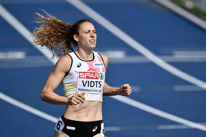 Belgian Noor Vidts pictured in action during the 100m hurdles race of the women's heptathlon competition, at on the fifth day of the European Athletics Championships (August 10-18) in Birmingham, United Kingdom, on Friday 14 August 2026. BELGA PHOTO ERIC LALMAND