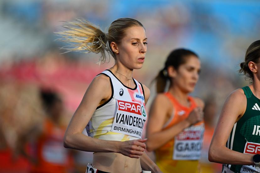 Belgium's Elise Vanderelst is pictured in action during the women's 5.000m event  on the second day of the European Athletics Championships (August 10-18) in Birmingham, United Kingdom, on Tuesday 11 August 2026. BELGA PHOTO ERIC LALMAND