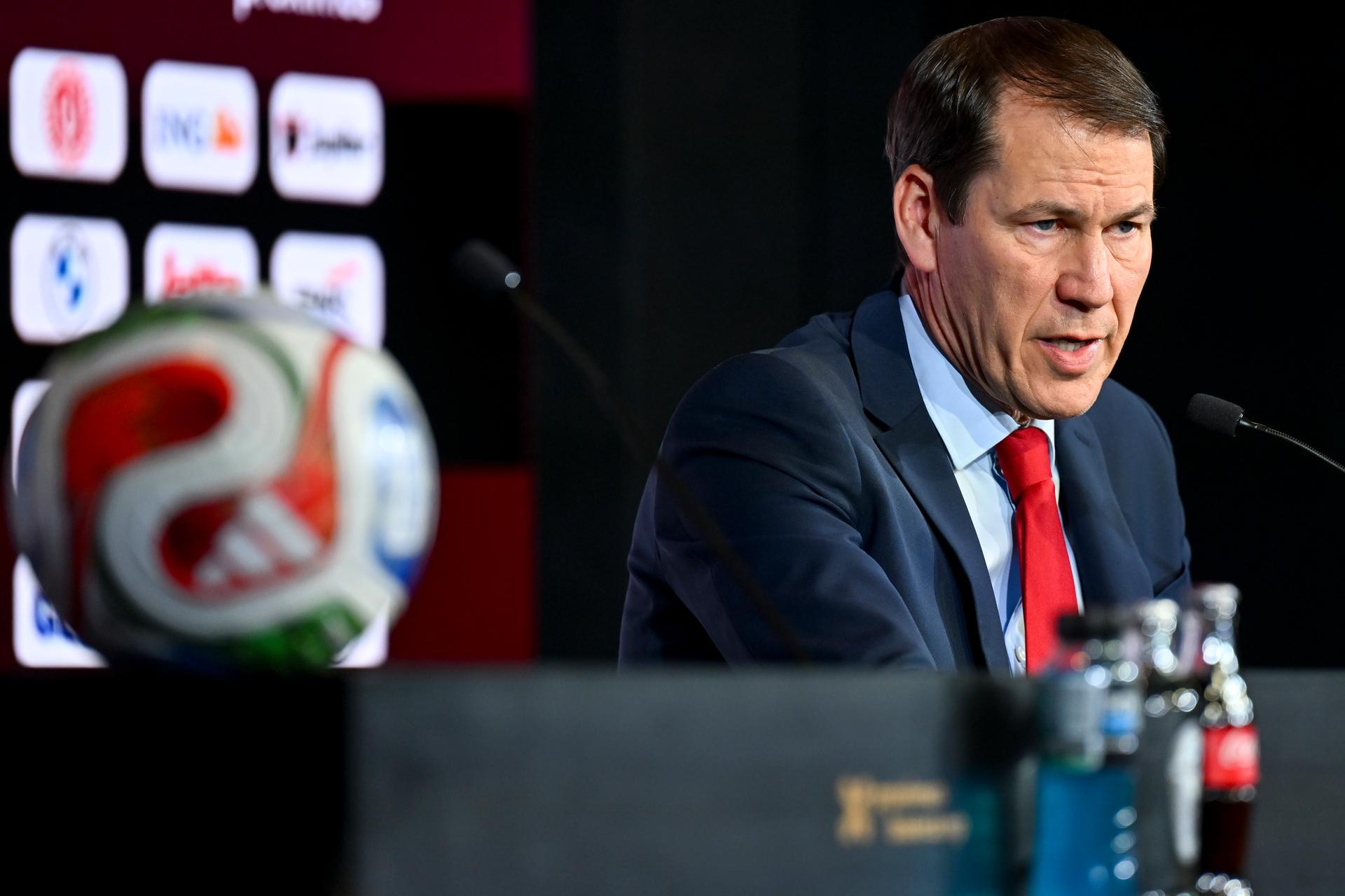 Belgium's head coach Rudi Garcia pictured during a press conference of Belgian national soccer team Red Devils to announce the selection for the 2026 FIFA World Cup, at the Proximus Basecamp in Tubize, on Friday 15 May 2026. The 2026 FIFA World Cup will take place in the United States, Mexico, and Canada from 11/06 to 19/07. BELGA PHOTO EMILE WINDAL