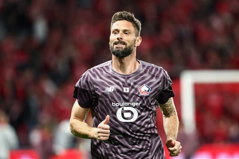 Lille's French forward #09 Olivier Giroud looks on ahead of the French L1 football match between Lille LOSC and Le Havre AC at the Pierre Mauroy stadium in Villeneuve-d'Ascq, northern France, on May 3, 2026.  Sameer Al-DOUMY / AFP