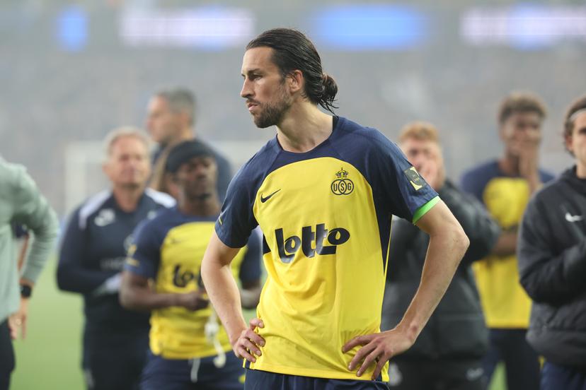 Union's Christian Burgess looks dejected after losing a game between Belgian soccer team Club Brugge KV and Royale Union Saint-Gilloise, Sunday 17 May 2026 in Brugge, on day 8 of the Champion's Play-Off (PO 1) competition of the Jupiler Pro League. BELGA PHOTO VIRGINIE LEFOUR