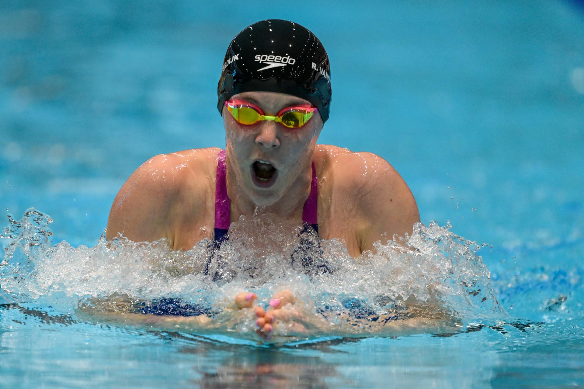 Belgian Roos Vanotterdijk pictured in action during the women's 200m breaststroke at the Open Belgian Swimming Championships 2026 (15-17/05), in Antwerp, on Sunday 17 May 2026. BELGA PHOTO DAVID PINTENS