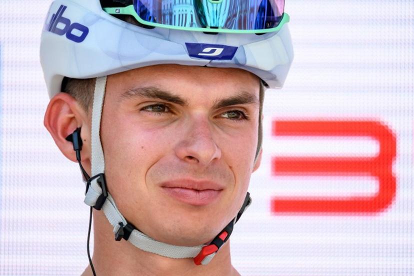 Groupama-FDJ's French rider Romain Gregoire looks on during the team presentation of the second stage of the Men's Tour of Switzerland (Tour de Suisse) cycling race in Locarno, Switzerland, on June 18, 2026.  Fabrice COFFRINI / AFP