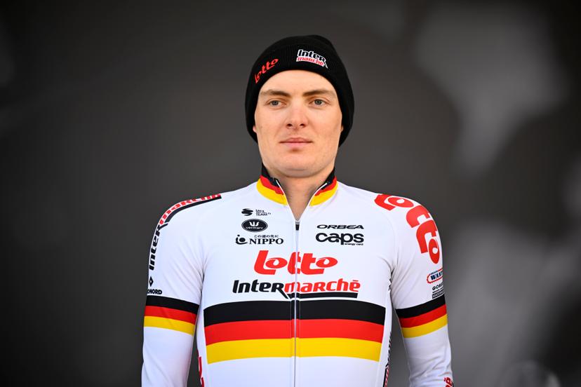 German Georg Zimmermann of Lotto-Intermarche pictured at the start of the men's race of the 90th edition of the 'La Fleche Wallonne', one day cycling race (Waalse Pijl - Walloon Arrow), 200 km from Herstal to Huy, Wednesday 22 April 2026.  BELGA PHOTO JASPER JACOBS