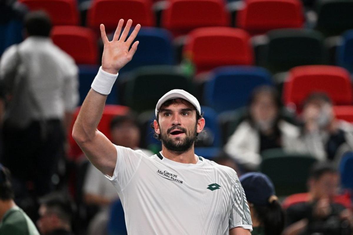 Monaco's Valentin Vacherot celebrates after winning against Argentina's Sebastian Baez during their men's singles match at the Shanghai Masters tennis tournament in Shanghai on October 10, 2026.  Hector RETAMAL / AFP