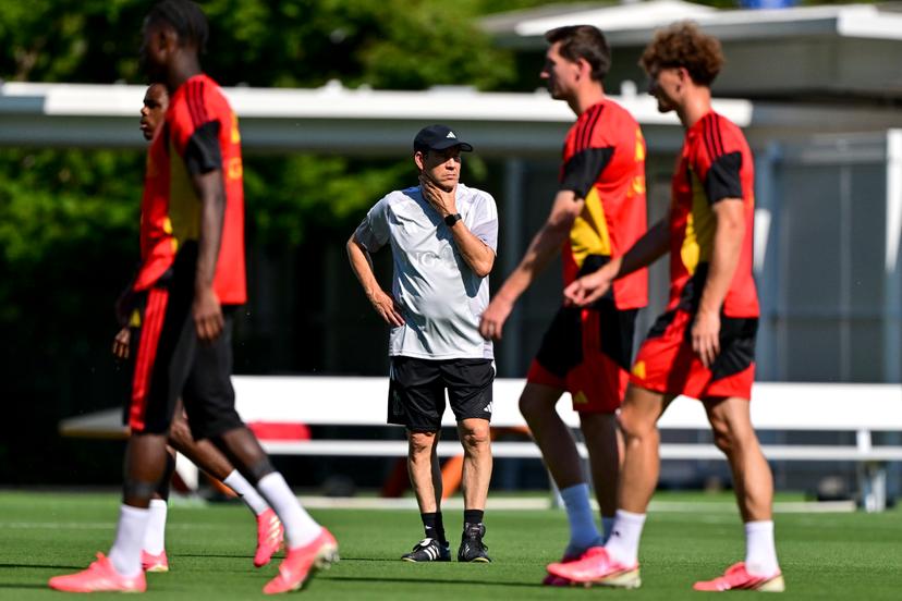 Belgium's head coach Rudi Garcia pictured during a training session of Belgian national soccer team Red Devils in their base camp, home of the Seattle Sounders, Renton, Seattle, USA, on Tuesday 23 June 2026. Devils have two draw games so far and a third game to play on the 27th of June. BELGA PHOTO DIRK WAEM