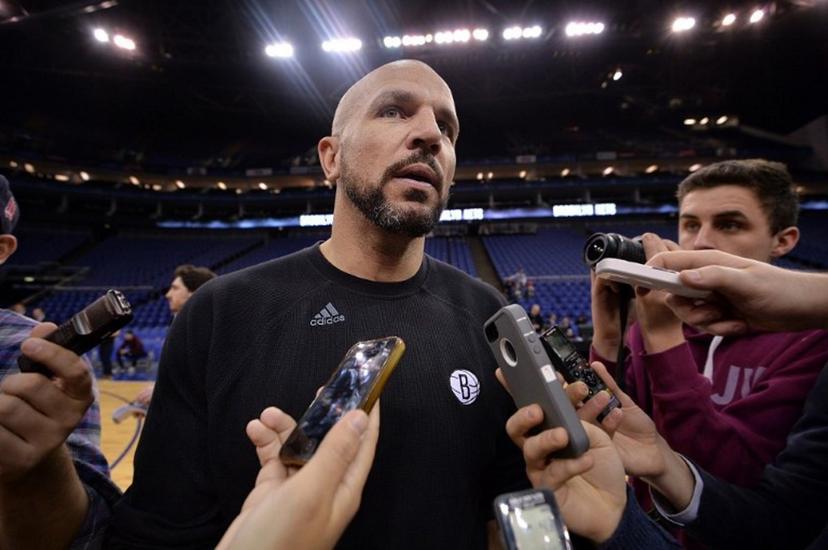 Brooklyn Nets' US head coach Jason Kidd addresses the media ahead of a training session in the O2 Arena in London, on January 15, 2014, ahead of the NBA Global Games London 2014 basketball match between Atlanta Hawks and Brooklyn Nets in London on January 16. AFP PHOTO/BEN STANSALL  BEN STANSALL / AFP