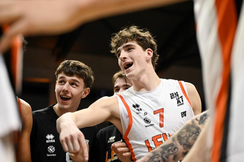 Leuven's Guillaume De Mol pictured after winning a basketball match between Leuven Bears and House of Limlburg United, Saturday 24 January 2026 in Leuven, on day 17 (out of 34) of the 2025-2026 'BNXT League' Belgian/ Dutch first division basket championship. BELGA PHOTO ELIAS ROM