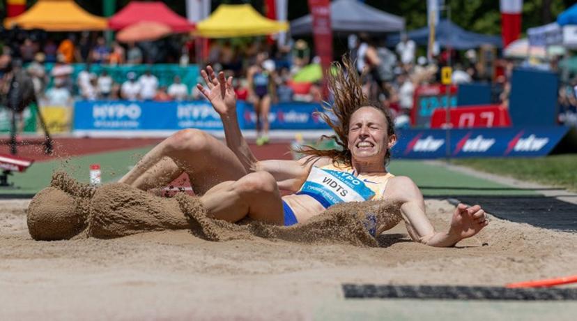 Belgium's Noor Vidts competes in the women's long jump event of the Athletics Meeting in Goetzis, Austria on May 31, 2026.  Peter RINDERER / EXPA / APA / AFP