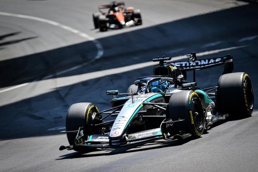 Mercedes' British driver George Russell competes during Monaco Formula 1 Grand Prix at the Monaco street circuit in Monaco, ahead of the, on June 7, 2026.   Andrej ISAKOVIC / AFP