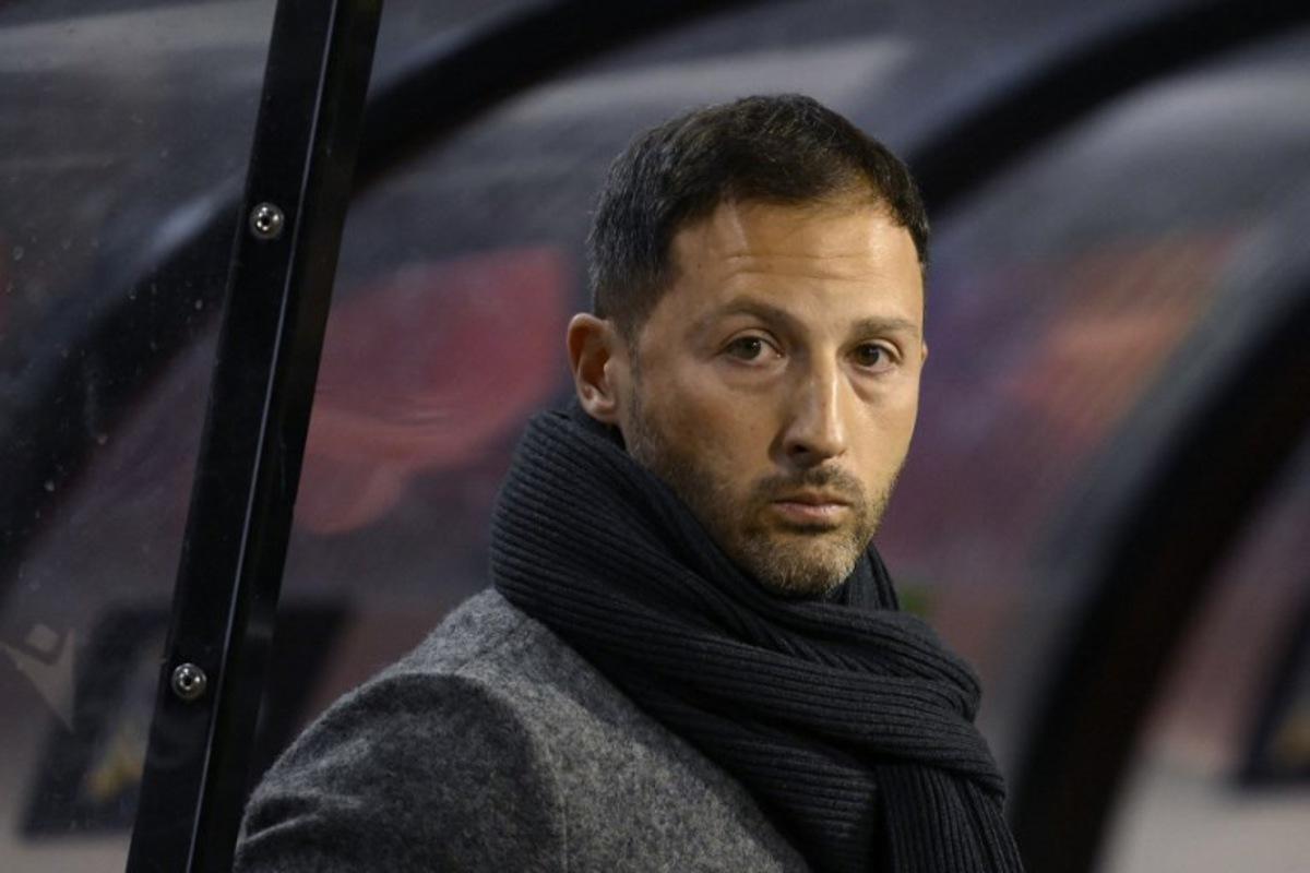 Belgium's head coach Domenico Tedesco looks on prior to the UEFA Nations League Group A2 football match between Belgium and Italy at the King Baudouin Stadium in Brussels on November 14, 2024. JOHN THYS / AFP