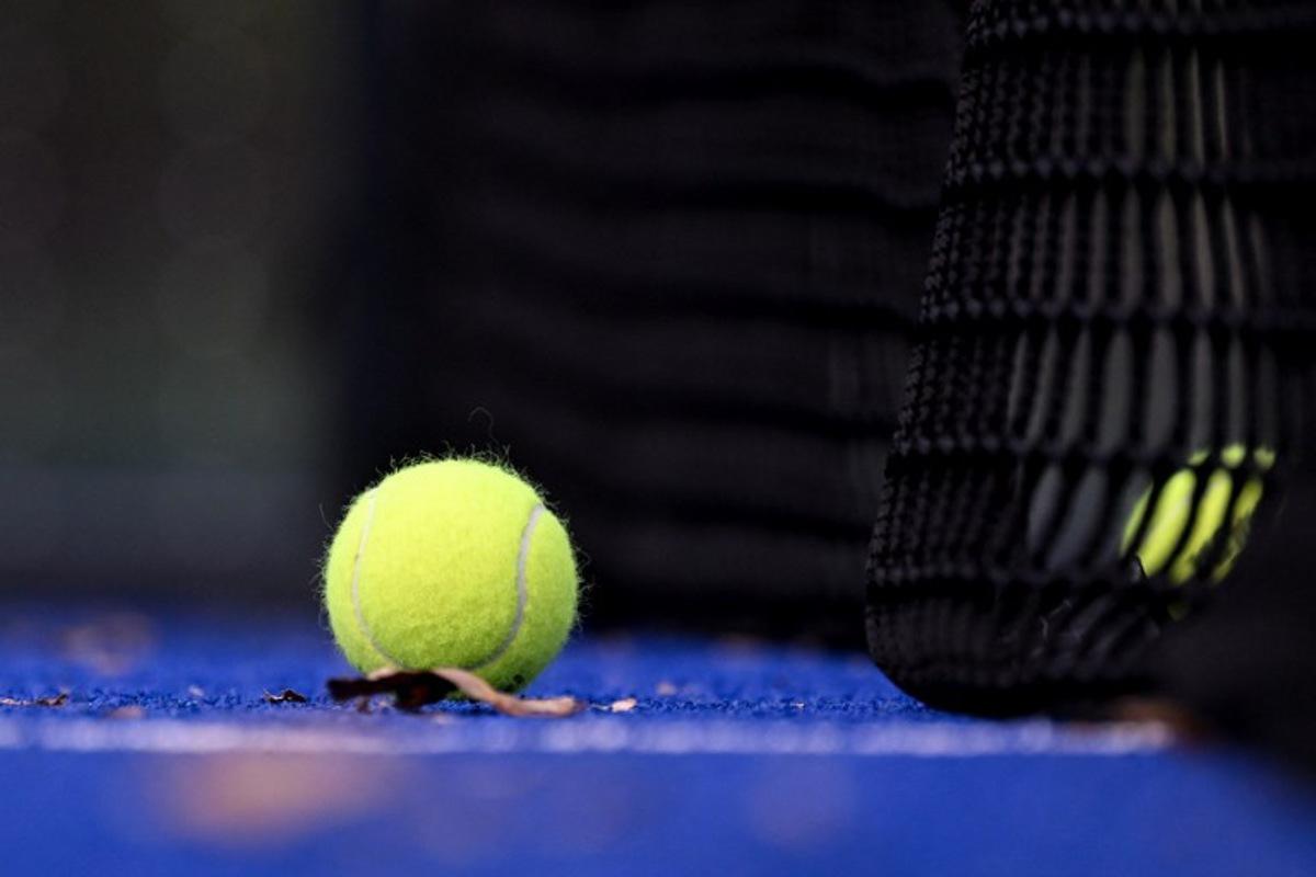 A Ball is picture on a padel playground in the Makkabi Youth club in Frankfurt am Main, western Germany, on October 27, 2026. Kirill KUDRYAVTSEV / AFP