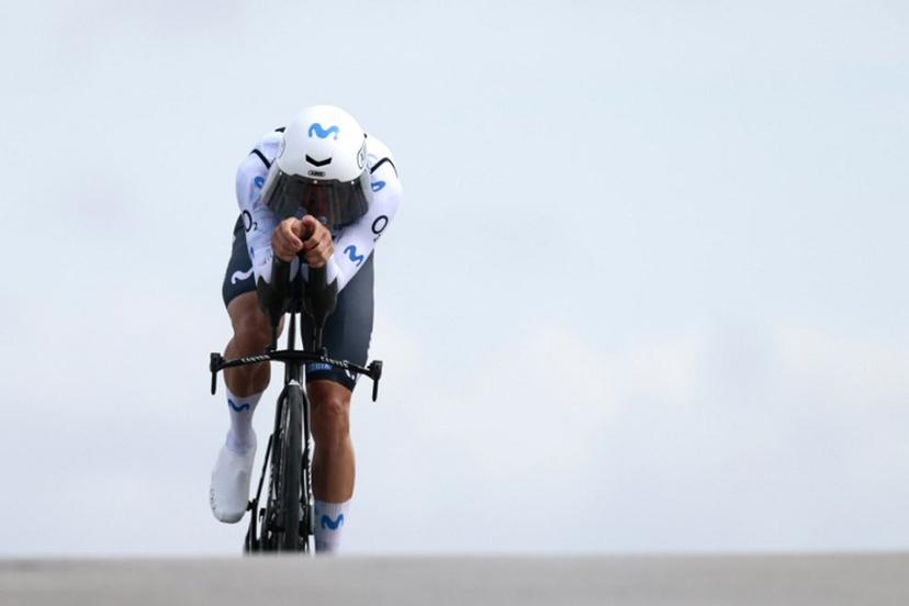 Movistar Team Italian rider Lorenzo Milesi competes during the 10th stage of the Giro d'Italia 2026 - Tour of Italy cycling race, 42km individual time trial between Viareggio and Massa on May 19, 2026. Luca Bettini / AFP