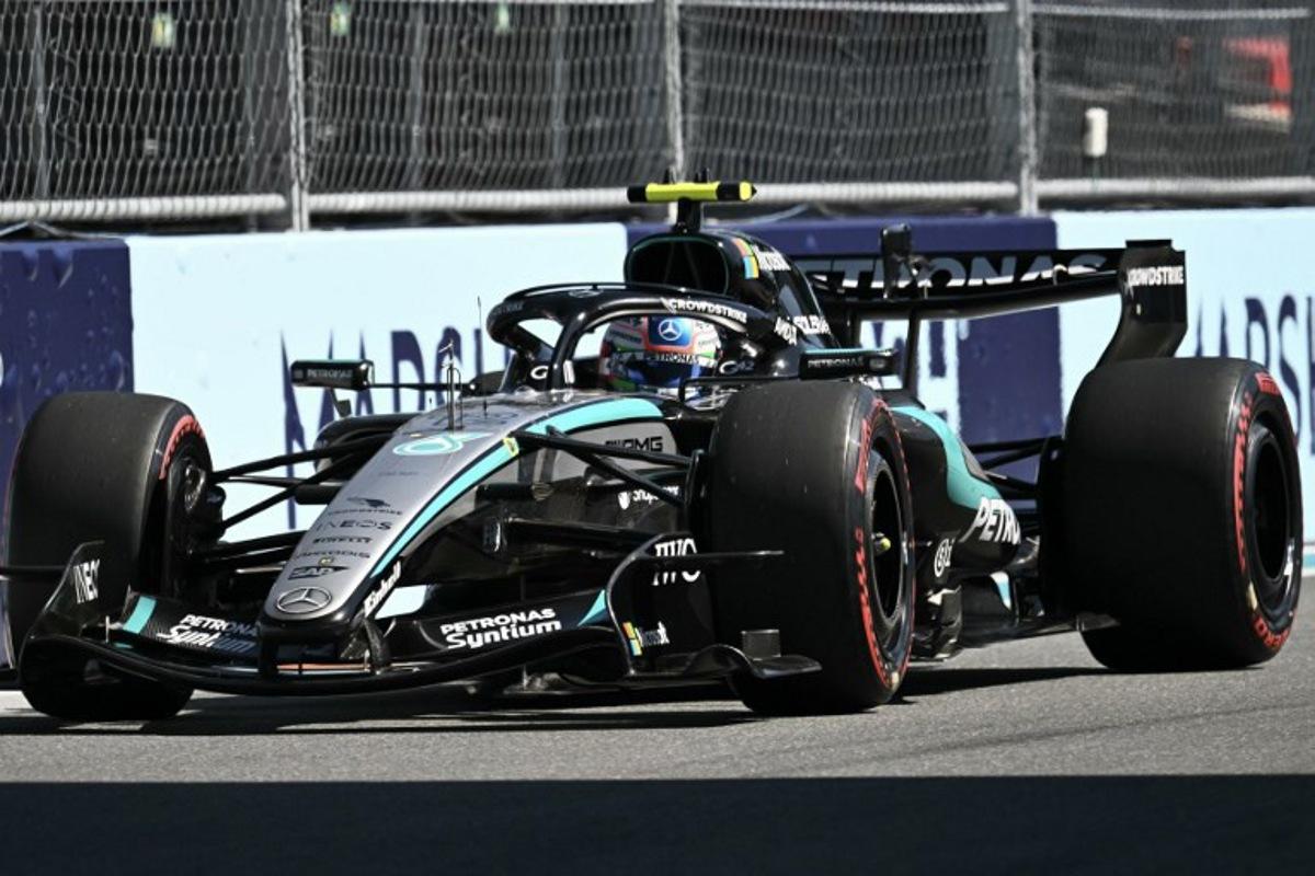 Mercedes' Italian driver Kimi Antonelli races during the qualifying session for the 2026 Miami Formula One Grand Prix at Miami International Autodrome in Miami Gardens, Florida, on May 2, 2026. CHANDAN KHANNA / AFP