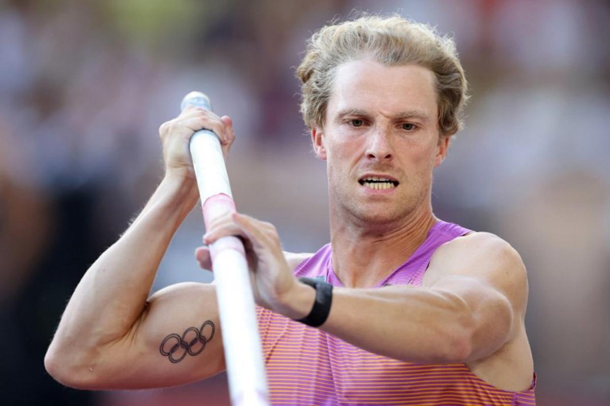 Belgium's Ben Broeders competes in the men's pole vault event of the Diamond League athletics meeting at the Louis II stadium in Monaco on July 11, 2025. Valery HACHE / AFP