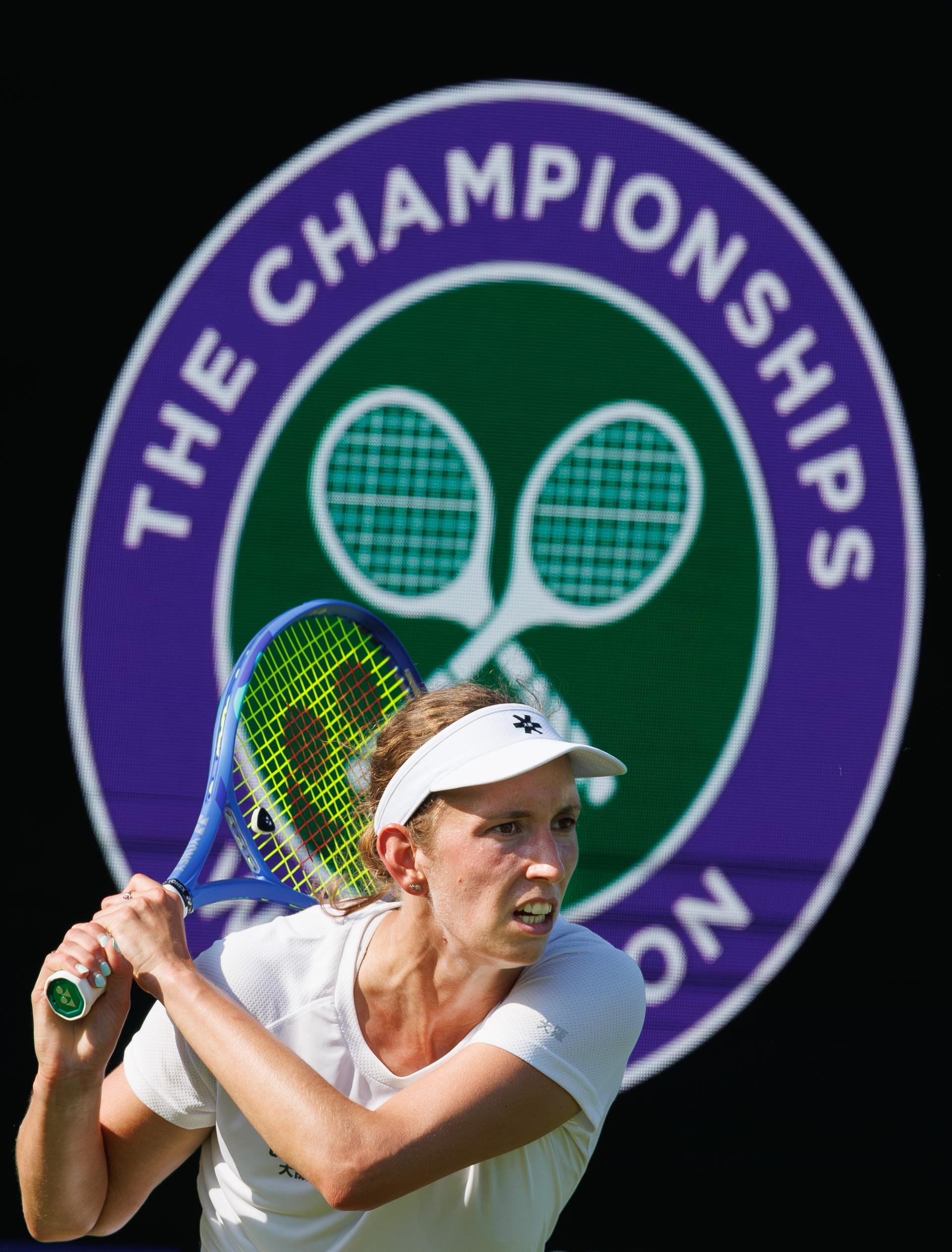Belgian Elise Mertens pictured in action during the afternoon training session during the preparations ahead of the Wimbledon grand slam tennis tournament in London, Britain, Friday 26 June 2026. The main tournament is starting on Monday 29th June. BELGA PHOTO BENOIT DOPPAGNE
