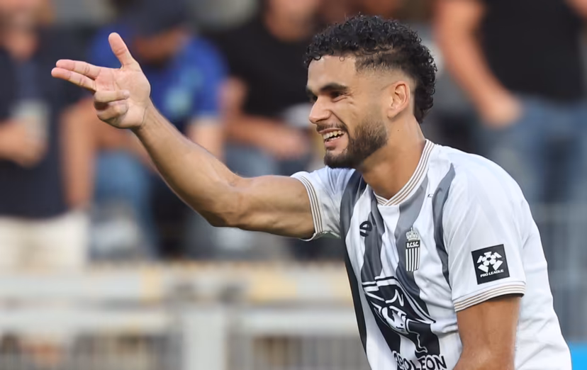 Charleroi's Kevin Van Den Kerkhof celebrates after scoring during a soccer match between Sporting Charleroi and KV Mechelen, Saturday 22 August 2026 in Charleroi, on day 3 of the 2026-2027 'Jupiler Pro League' first division of the Belgian championship. BELGA PHOTO VIRGINIE LEFOUR