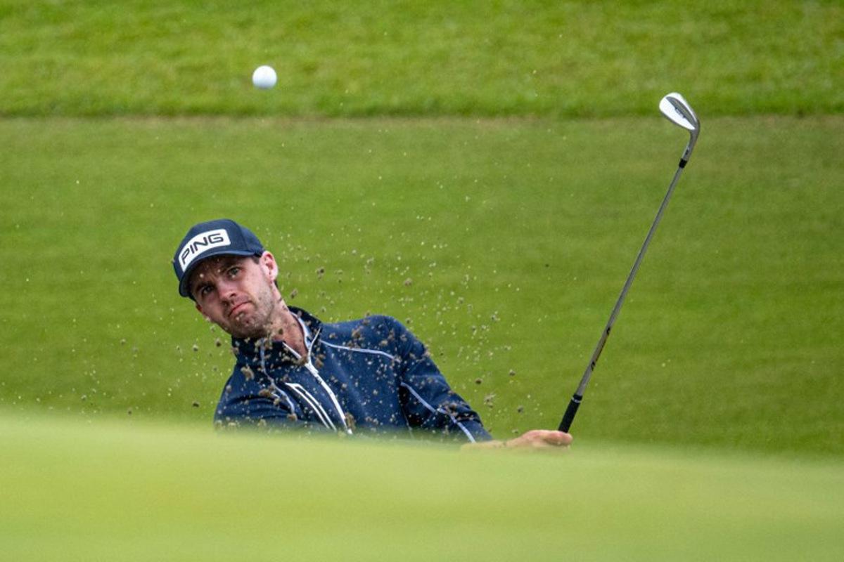 USA's Alex Smalley plays a shot during the Baycurrent Classic golf tournament in Yokohama on October 11, 2025. Philip FONG / AFP