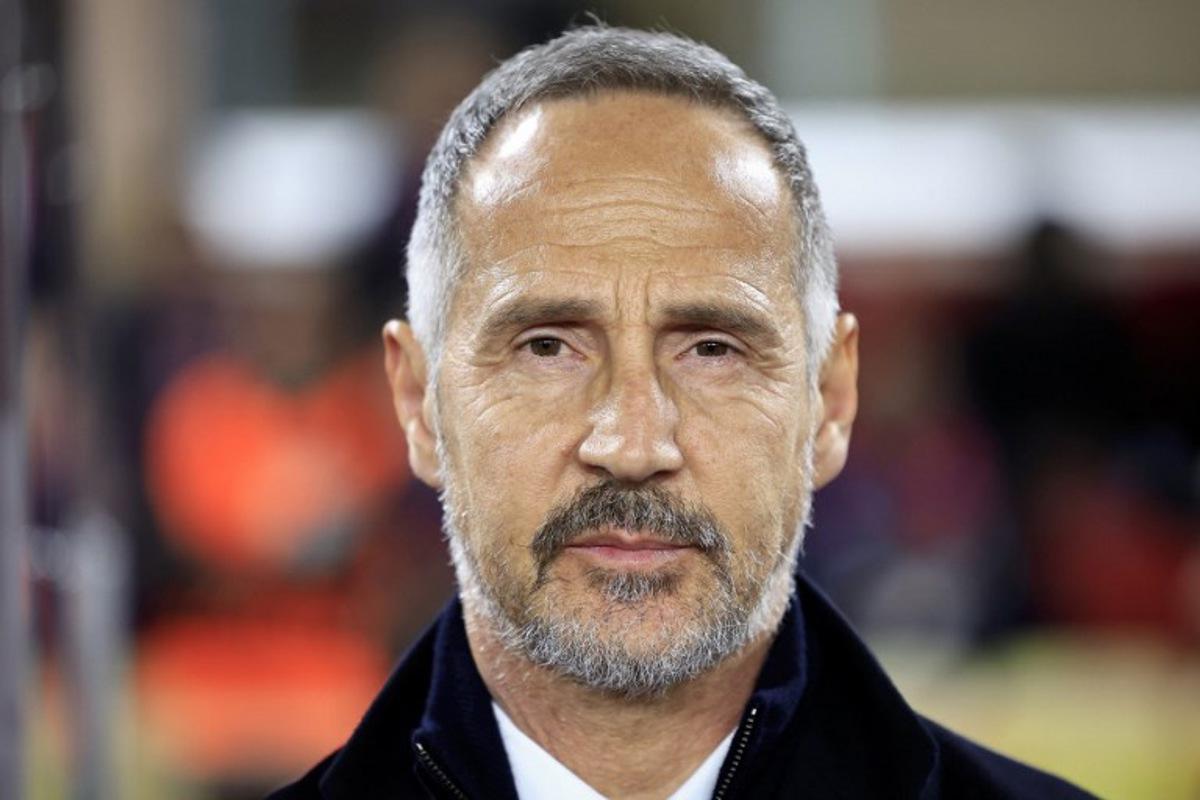 Monaco's Austrian coach Adi Huetter looks on ahead of the UEFA Champions League knockout phase play-off 1st leg football match between AS Monaco and SL Benfica at the Louis II stadium (Stade Louis II) in the Principality of Monaco, on February 12, 2025. Valery HACHE / AFP