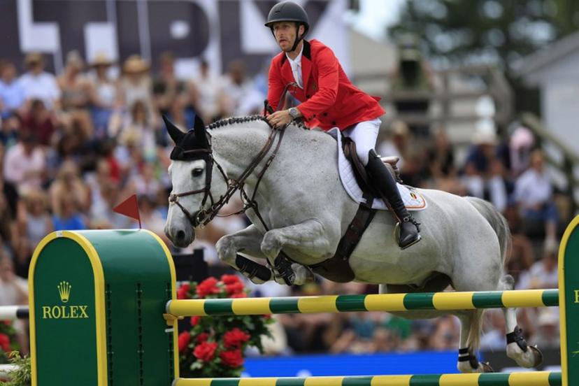 Belgium's Pieter Devos competes on the horse "Primo DV" during the Falsterbo Nations Cup 2026 international show jumping event as part of the Falsterbo Horse Show in Falsterbo, Sweden, on July 10, 2026. Andreas HILLERGREN / TT News Agency / AFP