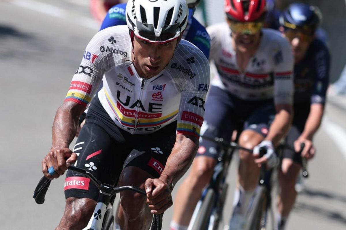 UAE Team Emirates - XRG Ecuadorian rider Jhonatan Narvaez rides in a breakaway during the 11th stage of the Giro d'Italia 2026 - Tour of Italy cycling race between Porcari and Chiavari, Italy, on May 20, 2026. Luca Bettini / AFP