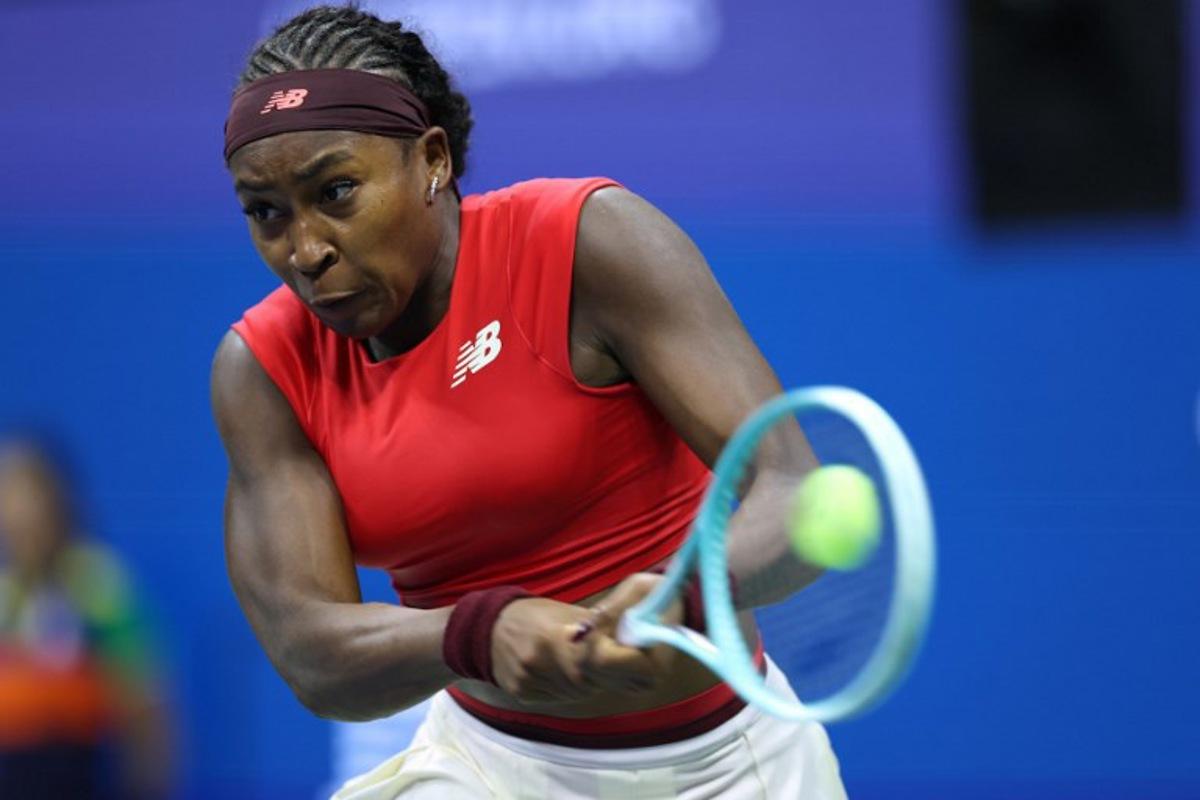 USA's Coco Gauff returns the ball to Australia's Ajla Tomljanovic during their women's singles first round tennis match on day three of the US Open tennis tournament at the USTA Billie Jean King National Tennis Center in New York City, on August 26, 2025. CHARLY TRIBALLEAU / AFP