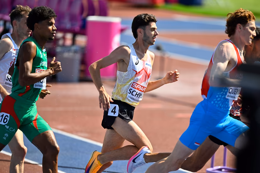 Belgian Remi Schyns pictured during the men's 3000m steeplechase, at on the fourth day of the European Athletics Championships (August 10-18) in Birmingham, United Kingdom, on Thursday 13 August 2026. BELGA PHOTO ERIC LALMAND
