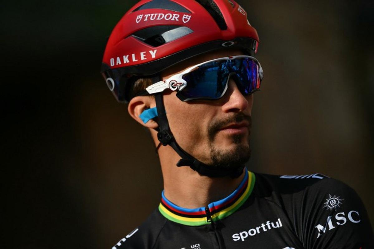 French rider Julian Alaphilippe from team Tudor is pictured before the Milan - Sanremo one-day classic cycling race, in Pavia, on March 21, 2026. Marco BERTORELLO / AFP