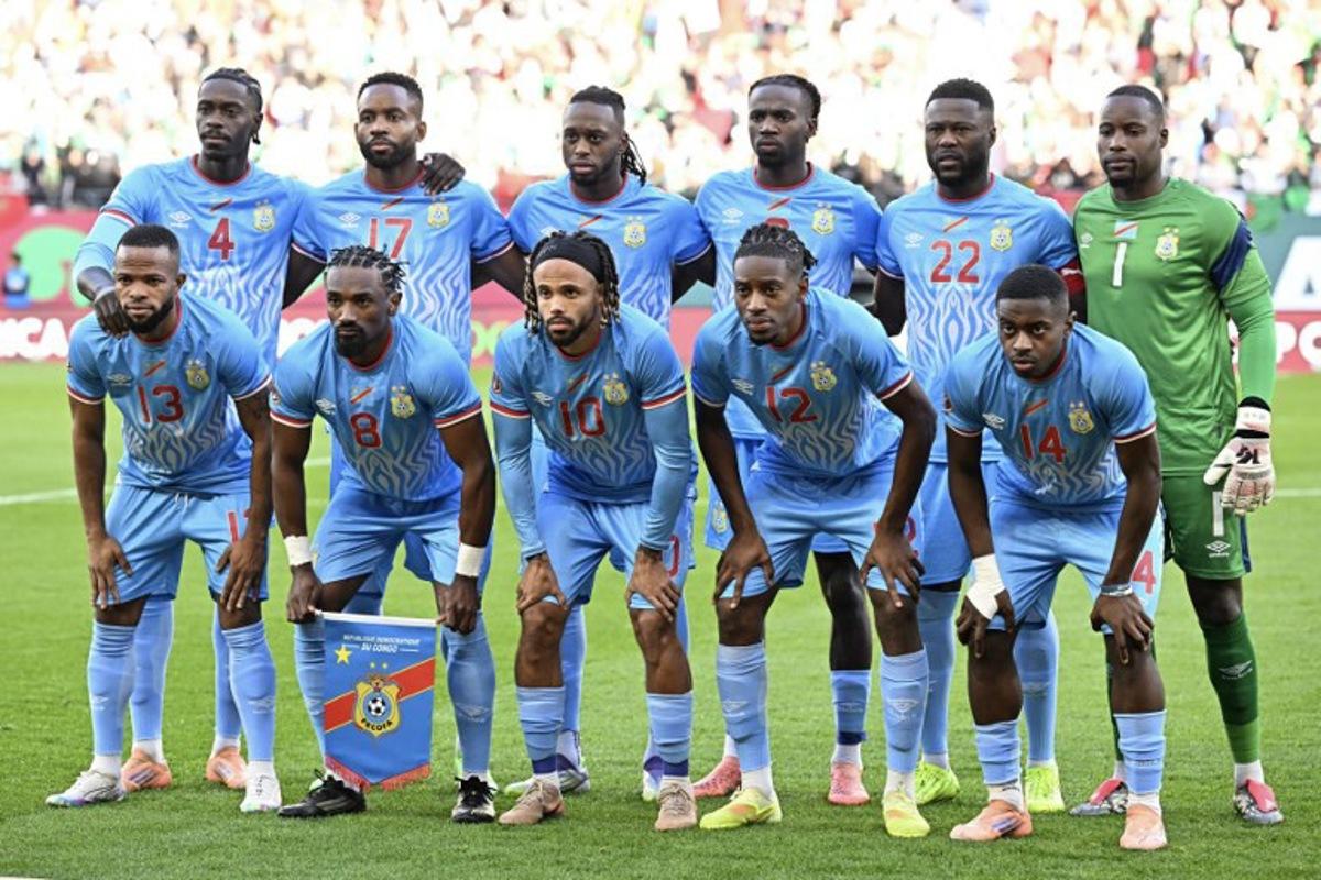 Democratic Republic of Congo's team poses during the Africa Cup of Nations (CAN) round of 16 football match between Algeria and Democratic Republic of Congo at the Prince Moulay El Hassan Stadium in Rabat on January 6, 2026. Gabriel BOUYS / AFP