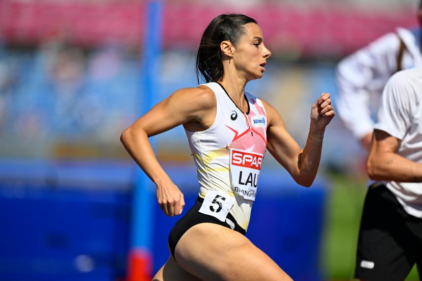Belgian Camille Laus pictured in action during the women's 800m race in the heats of the first round on the second day of the European Athletics Championships (August 10-18) in Birmingham, United Kingdom, on Tuesday 11 August 2026. BELGA PHOTO ERIC LALMAND