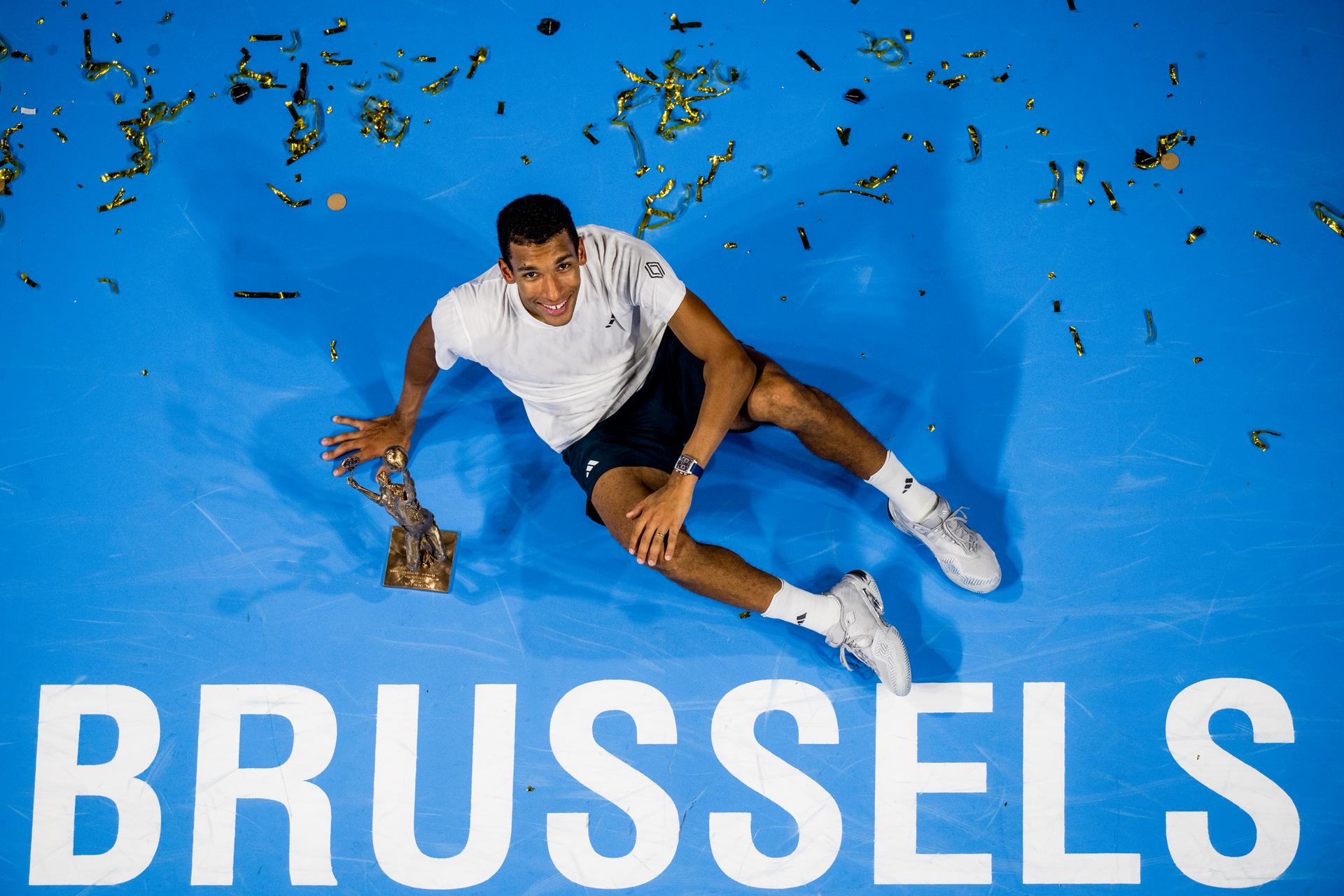 Canadian Felix Auger-Aliassime poses for the photographer after the European Open ATP tennis tournament in Brussels, on Sunday 19 October 2025. This year's edition of the tournament is taking place from 12 to 19 October 2025. BELGA PHOTO JASPER JACOBS