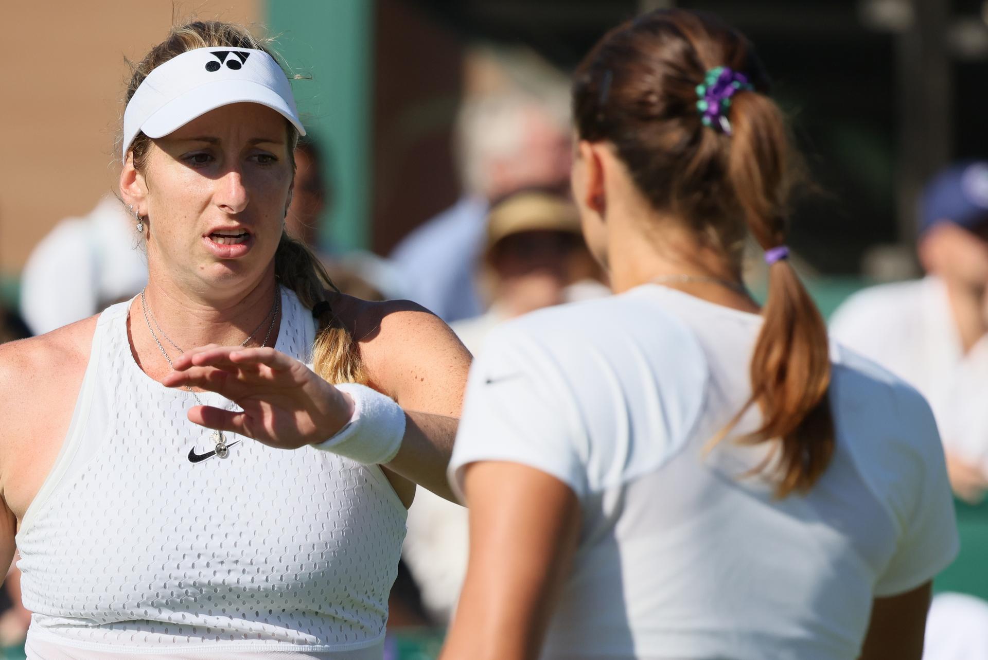 Belgian Magali Kempen pictured during a first round game between Belgian-/ pair Kempen-Panova and US-Polish pair Jovic-Linette in the Women's doubles at the Wimbledon grand slam tennis tournament in London, Britain, Thursday 02 July 2026. BELGA PHOTO BENOIT DOPPAGNE
